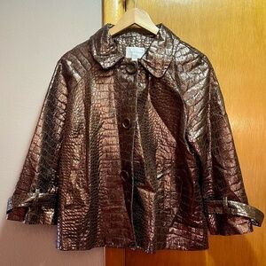 Erin London Bronze Faux Alligator Print Womens Blazer Suit Jacket Size Medium